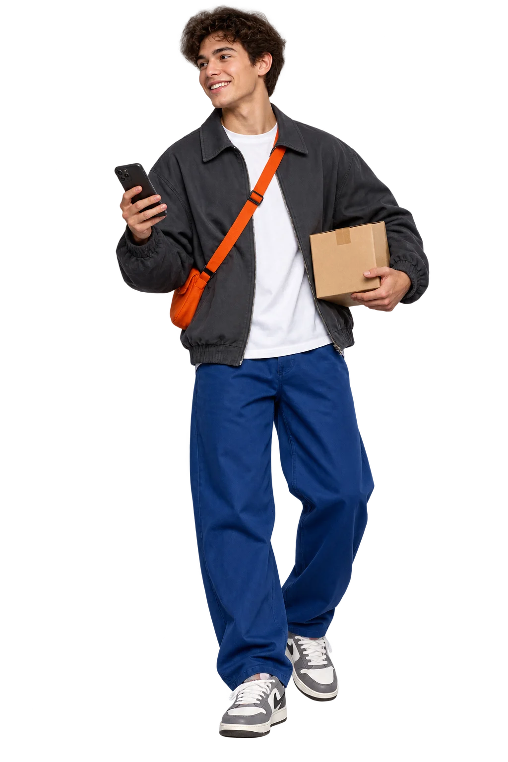 Young shopper checking an AliExpress offer on his phone